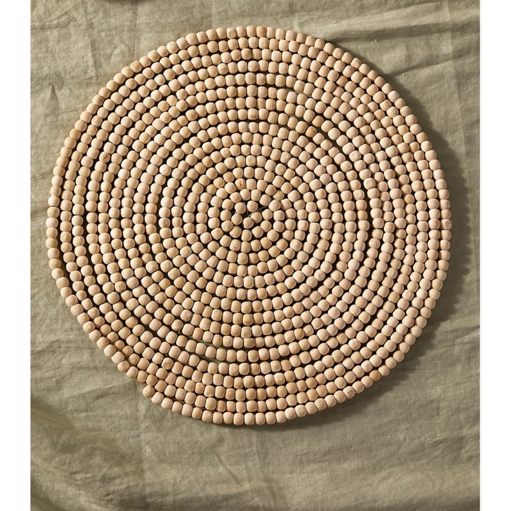 White wood beaded charger